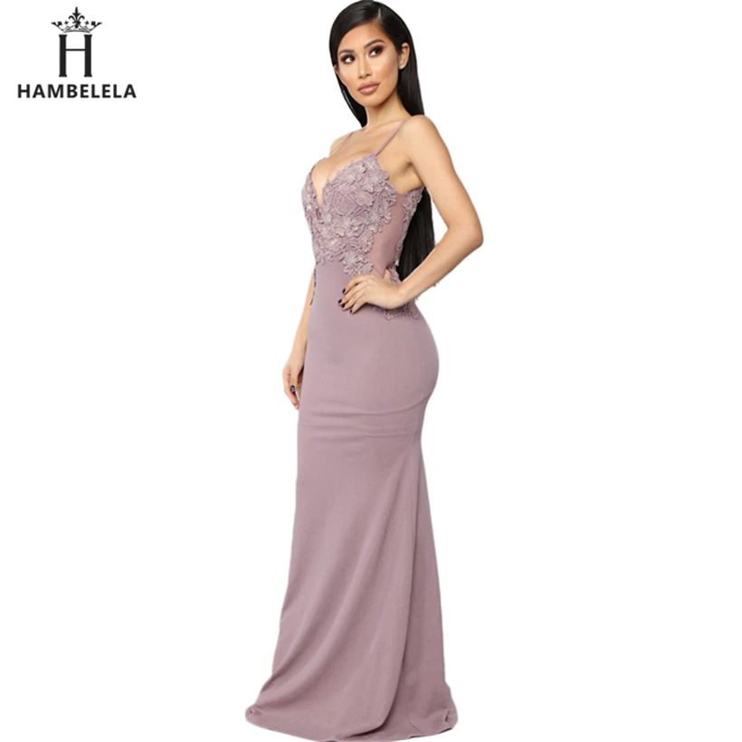 HAMBELELA Long Summer Floral Lace Dress Women Backless Bodycon Sexy Simple Elegant Prom Evening Party Wedding Maxi Dress Gown (3)