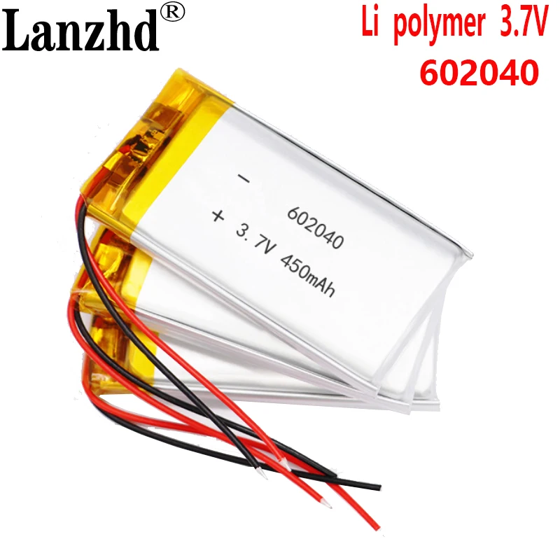 

10pcs Lipo Cells 602040 3.7V 450mAh Lithium Polymer Rechargeable Battery For GPS MP3 MP4 Driving Recorder