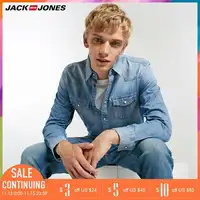 Jack Jones мужская Тонкая Рубашка с длинными рукавами из хлопка и льна с вышивкой | 218305557