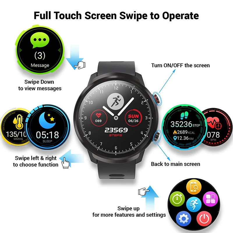 NEW L3 Full touch Smart Watch Men Women Sports Fitness Tracker Heart Rate Monitor Multiple Sport Mode Smartwatch for IOS Android