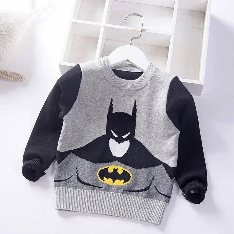 batman boys sweaters toddler cotton pullover kids knitted wear children's clothing warm thermal winter