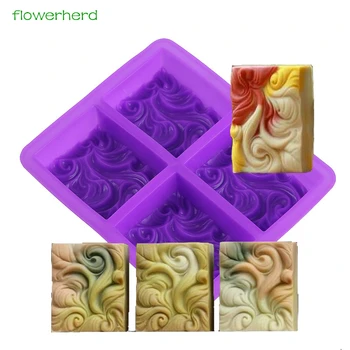 

Abstract Pattern Silicone Soap Mold Handmade DIY Craft Wave Soap Mold Silicone Rectangular 4 Cavities Soap Molds for Soap Making