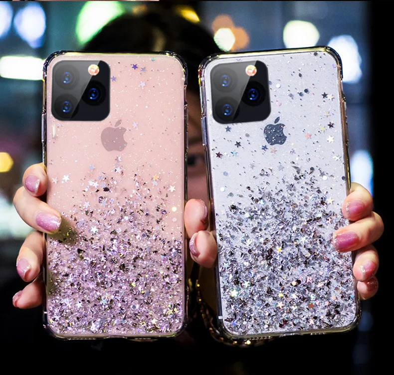 Чехлы для iPhone 11 Pro Max чехол Bling Star Блестящий чехол для телефона на iPhone XR X XS Max 8 7 6S Plus 7Plus 8Plus Мягкий чехол из ТПУ