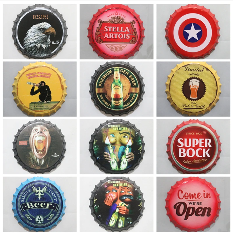 Круглая крышка для пивной бутылки металлические таблички гаража домашний бар