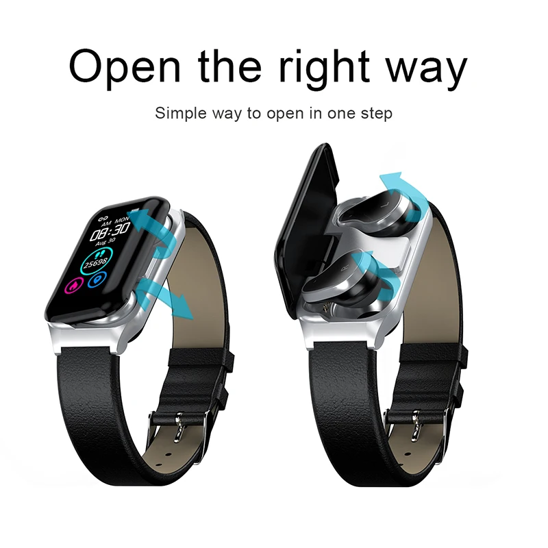 Wearable Wireless Bluetooth Earphone With Heart Rate Monitor 2 in 1 Women Smart Watch For Xiomi Huawei Sport Bluetooth Headset