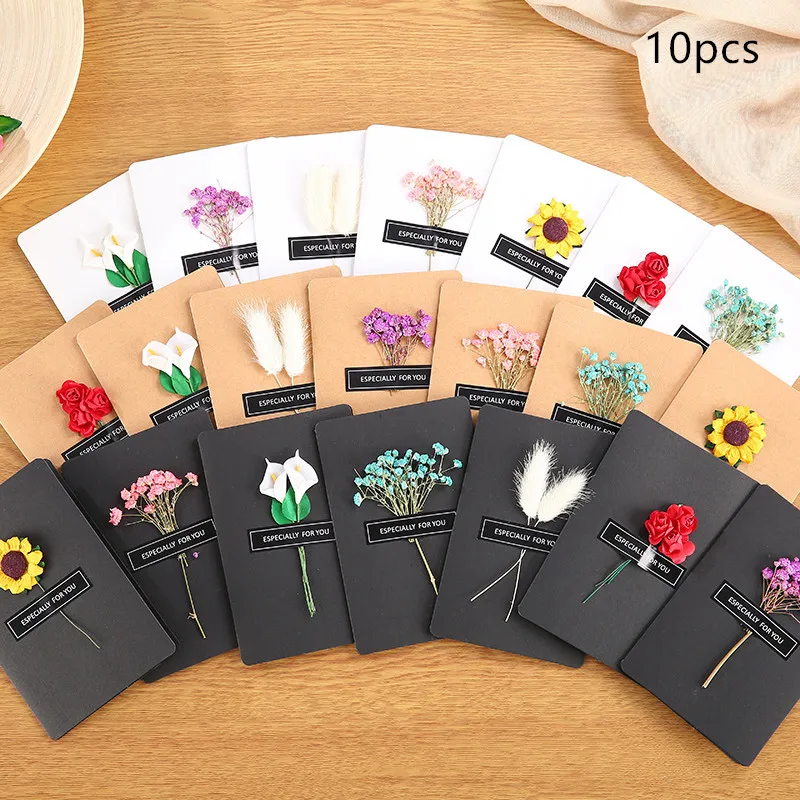 

10pcs Birthday Card with Envelope, Thanksgiving Card, Creative Wish Card, Blessing, Dragon Boat Festival, Greeting Card