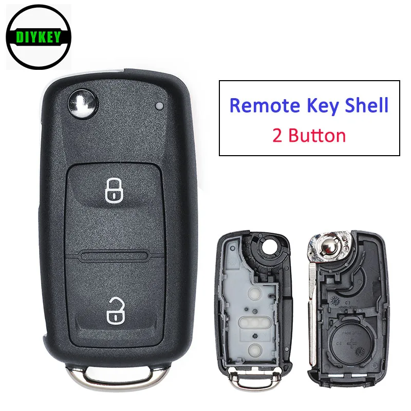 DIYKEY Folding Remote key Shell New 2 Button / 3 Butoon For VW VOLKSWAGEN SEAT SKODA Amarok/Crafter/Touareg 2010-2011 | Автомобили и