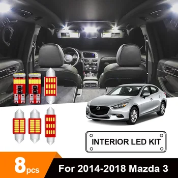 

8 x White Ice Blue No Error Car Interior LED Light Reading Dome Trunk License Plate Bulb Package Kit For 2014-2018 Mazda 3 Sedan