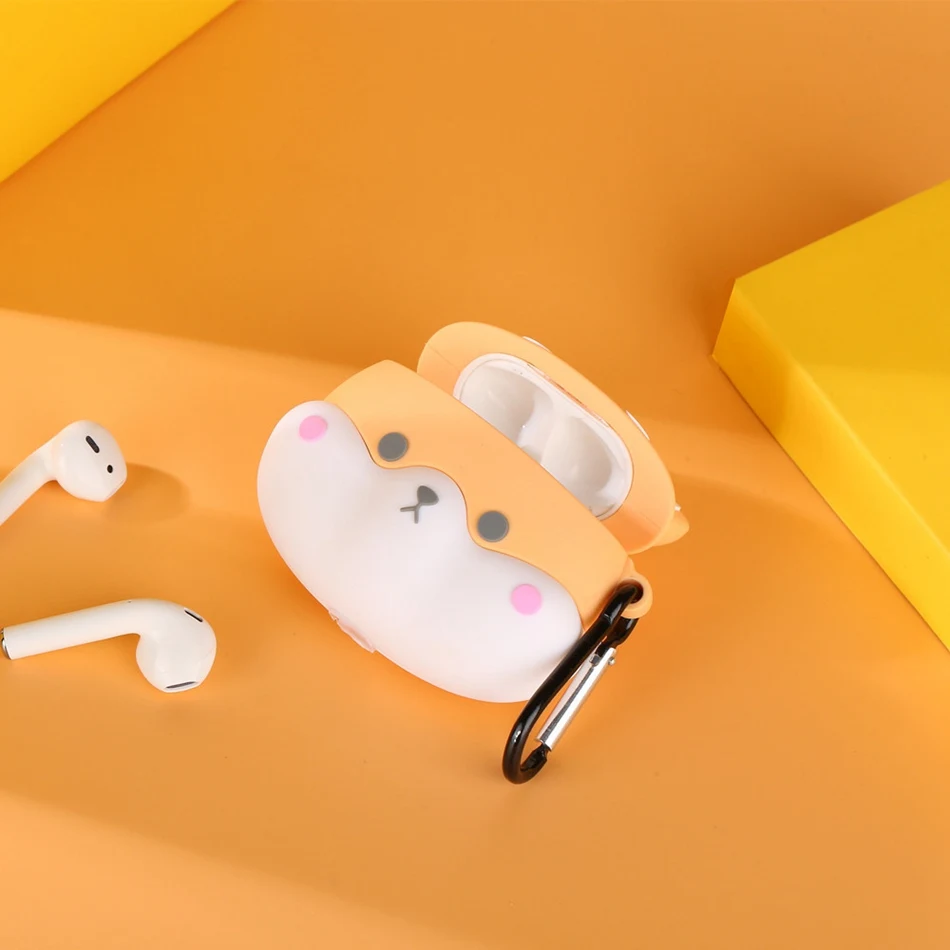 Для AirPods Pro Чехол 3D милая собака Шиба ину каваи мультфильм наушники чехол для AirPods 3 Мягкий защитный чехол с крючок карабина