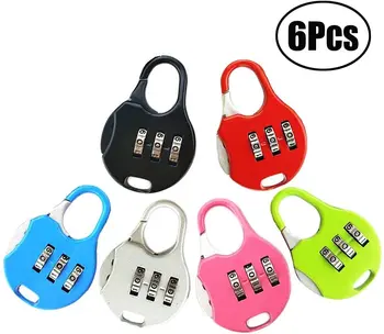 

Lvcky Mini Padlock 3 Digit Resettable Combination Travel Luggage Suitcase Code Lock Random Color,Pack of 6