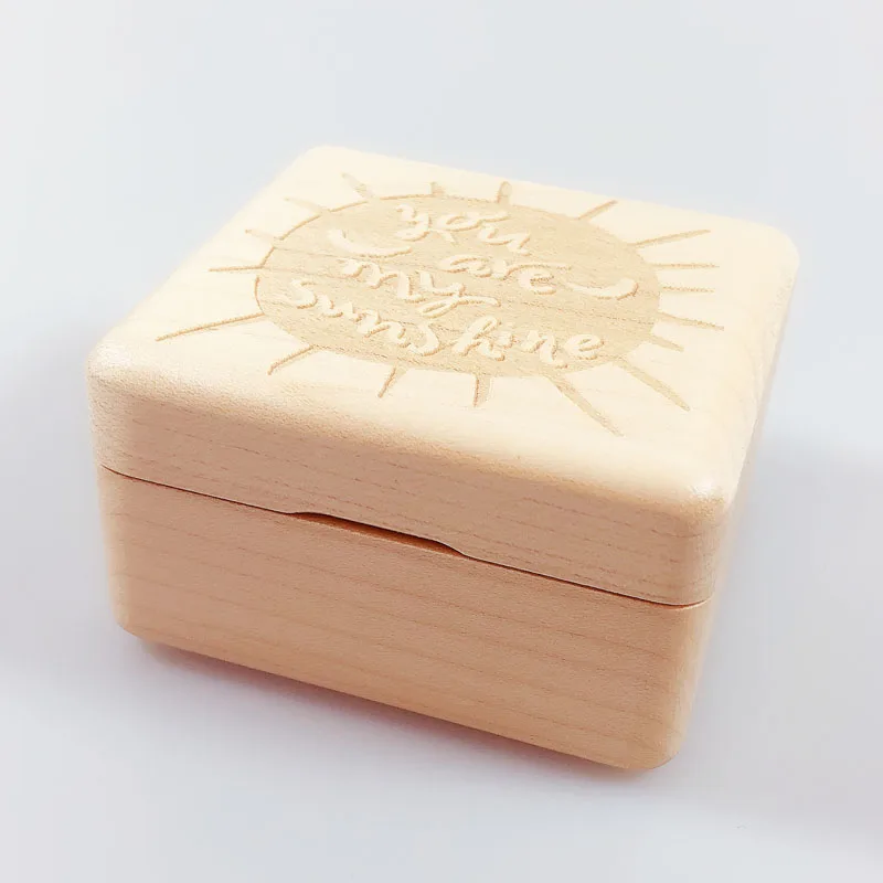 Музыкальная шкатулка ручной работы из натурального дерева, Музыкальная шкатулка с надписью "You are my sunshine"