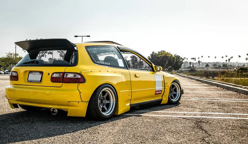 Для Honda EG Civic Hatch Back RB стиль волокно стекло широкий корпус задний спойлер FRP волокно стекло Багажник крыло набор дрейф гоночный сплиттер