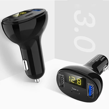 

USB-C Dual USB Car Fast Charger 2.4A QC3.0 Quick Charge Type C Socket 3-Port LED Fast Charging Car Charger For Mobile Phone