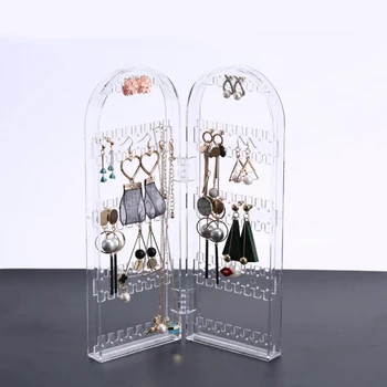 

Clear Earrings Rack Foldable Jewelry Earrings Ear Clip Storage Shelf Acrylic Storage Box Display Stand