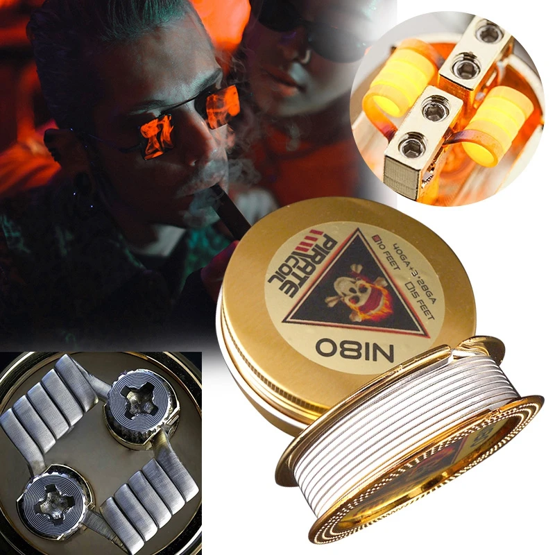 PIRATE COIL Fashion Accessories Ni80 Heating Wire Pirate 3 Core Clapton Fancy Heating Wire for Electronic Cigarette 3m 40GA+3*28