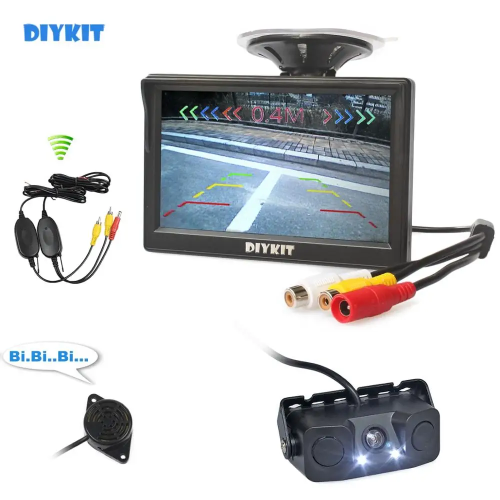 Беспроводной 5 дюймовый TFT ЖК дисплей DIYKIT автомобильный монитор +