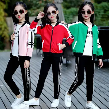 

3 pcs Children Clothing Sets Cotton Autumn Sports Suits For 5 6 7 8 9 10 11 12 Years Girls Sportswear Casual Teenager Tracksuits