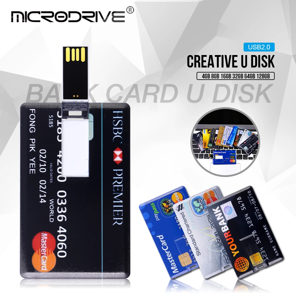 Реальная емкость, банковская карта, USB карта памяти, HSBC MasterCard, кредитные карты, USB флеш-накопитель, 64 ГБ, флешка, 4 ГБ, 8 ГБ, 16 ГБ, 32 ГБ, флеш-накопитель
