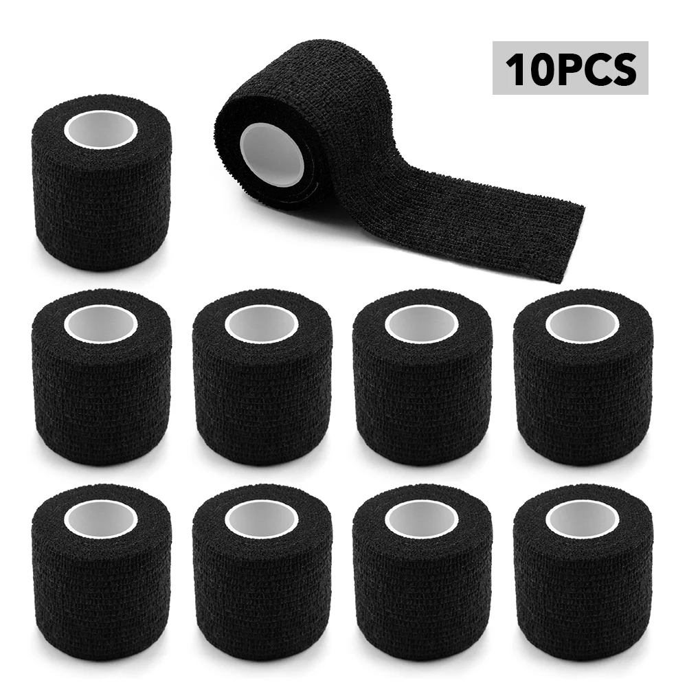 Black 10 шт., самоклеящаяся повязка, 2 дюйма, 5 ярдов, Спортивная эластичная когезивная повязка, Спортивная безопасность для тренировки, фитнеса, дома - Цвет: Black