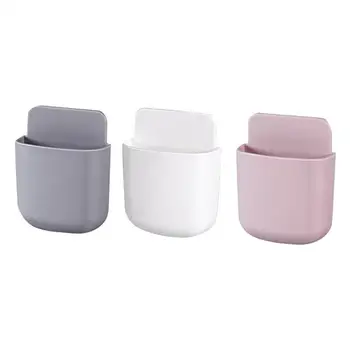 

3pcs Wall-Mounted Remote Control Storage Box Multifunctional Cell Phone Charging Rack Hanging Storage Container