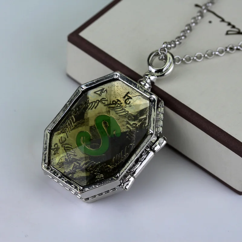 Harry Potter Hogwarts Necklace Ring Set Deathly Hallows Slytherin Pendant In Box