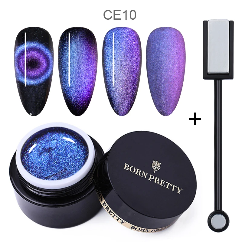 BORN PRETTY 9D Гель-лак для ногтей с эффектом «кошачий глаз» Хамелеон для использования с магнитом впитывающийся УФ-гель для ногтей Романтический Полупостоянный гель 5 мл черная основа Need - Цвет: 2 Pcs-Set10