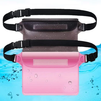 

2 Pcs Translucent Touch Screen Boating Large Capacity PVC Adjustable Straps Waist Bag Waterproof Mobile Phone Water Sports