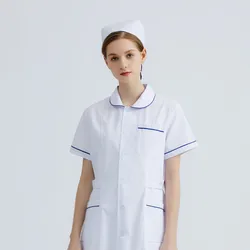 Branco roupas de laboratório curto/longo mangas compridas casacos salão de beleza workwear seção uniformes das mulheres spa vestuário de trabalho casacos de laboratório
