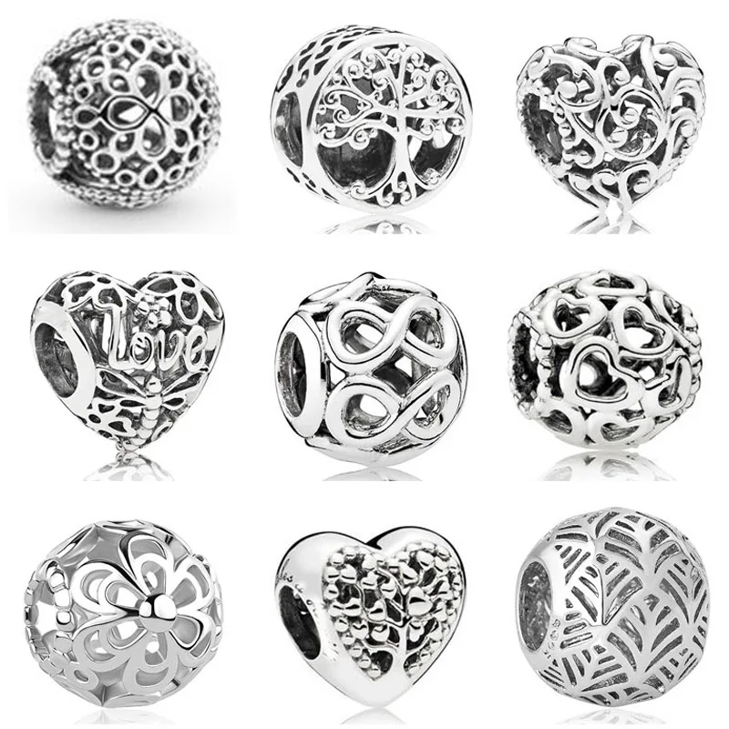 

free shipping original newest openwork flower infinity family tree DIY bead Fit original Pandora Charm Bracelet Jewelry S030