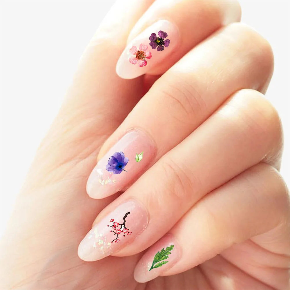 1Pcs Water Nail Decal and Sticker Flower Leaf Tree Green Simple Summer DIY Slider for Manicure Nail Art Watermark Manicure Decor