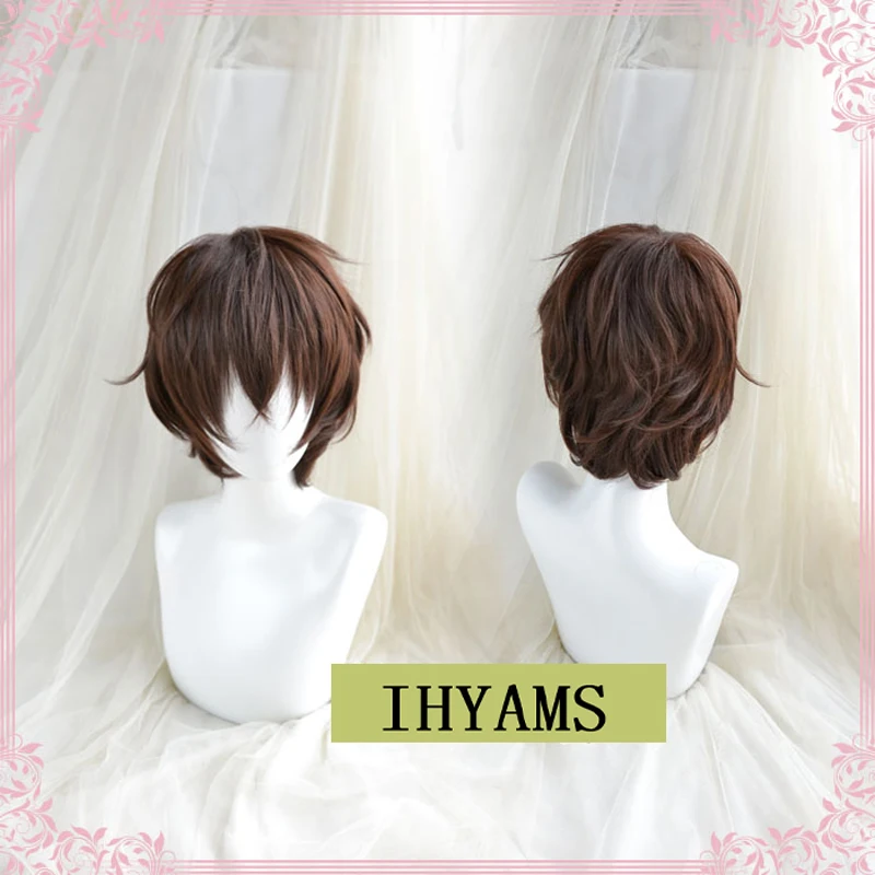 New Arrival Anime Bungo Stray Dogs Dazai Osamu Short Brown Curly Hair Heat Resistant Cosplay Costume Wig + Track Cap | Тематическая
