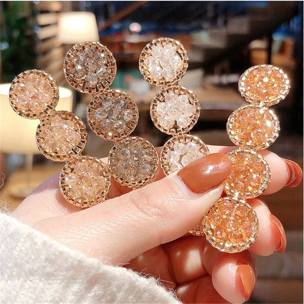 New Fashion Korea Crystal Rhinestones Hair Clips for Women Girls Hairpins Geometric Round Hairgrip Barrettes Hair Accessories