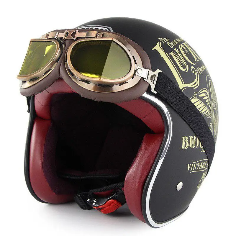 Мотоциклетный шлем 3/4 Harley шлемы винтажные с открытым лицом Moto Cacapete Ретро мотокросса шлемы с очками для Harley Chopper