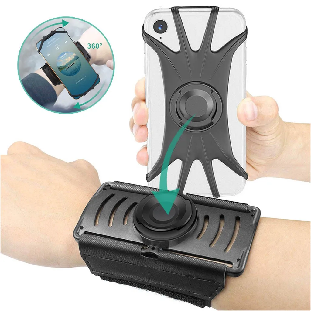 

Detachable Running Wristband Cell Phone Holder 360°Rotatable Fit 4-6.5 InchPhone