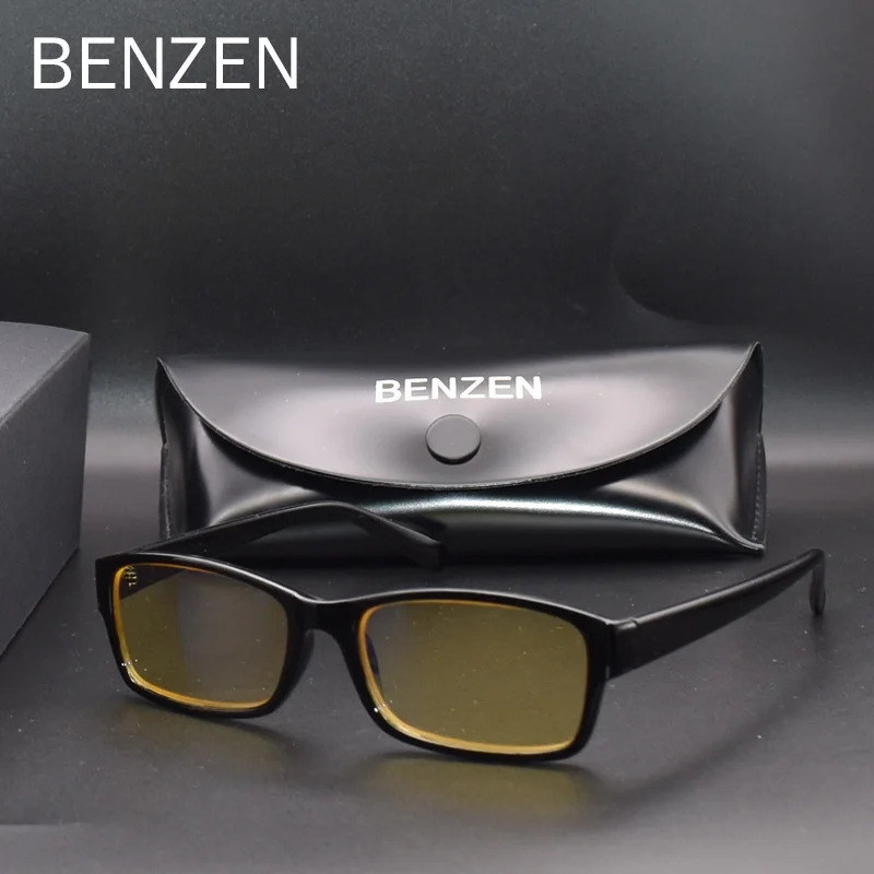 BENZEN компьютерные очки, анти-голубые лучи, игровые очки для ТВ, UV400 очки для компьютера, анти-синий светильник, блокирующие очки, чехол - Цвет оправы: BLACK