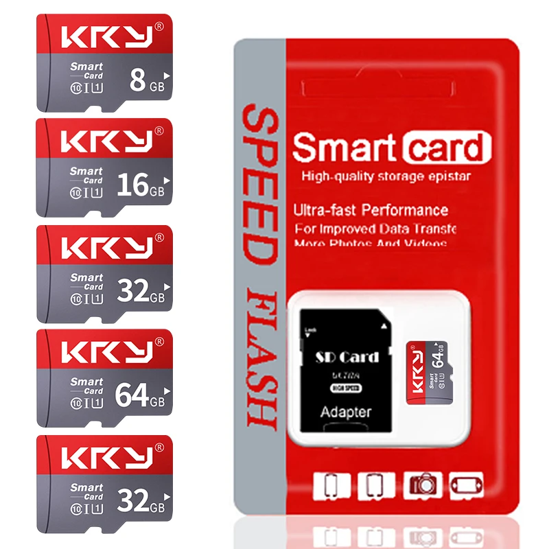 KRY Memory Card 32GB 16GB 8 GB 128 GB 64GB Microsd Card C10 Micro TF SD Card 8 16 32 64 128 GB Cartao De Memoria Card Adapter