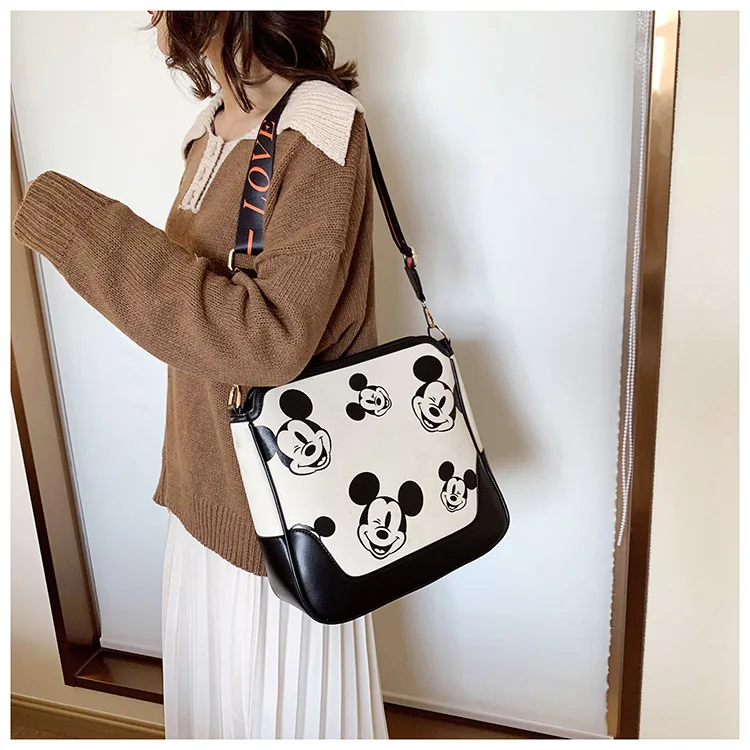 Disney pu+ canves сумка на плечо Микки Маус дамская сумка-мессенджер на плечо мультяшная сумка женская Новая повседневная сумка-мессенджер на плечо