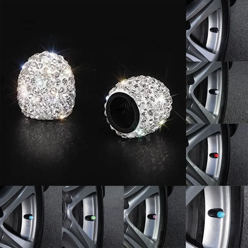 

4Pcs/Lot Soft Clay Rhinestone Car Tire Valve Caps Diamond Shining Dustproof Caps Car Accessories