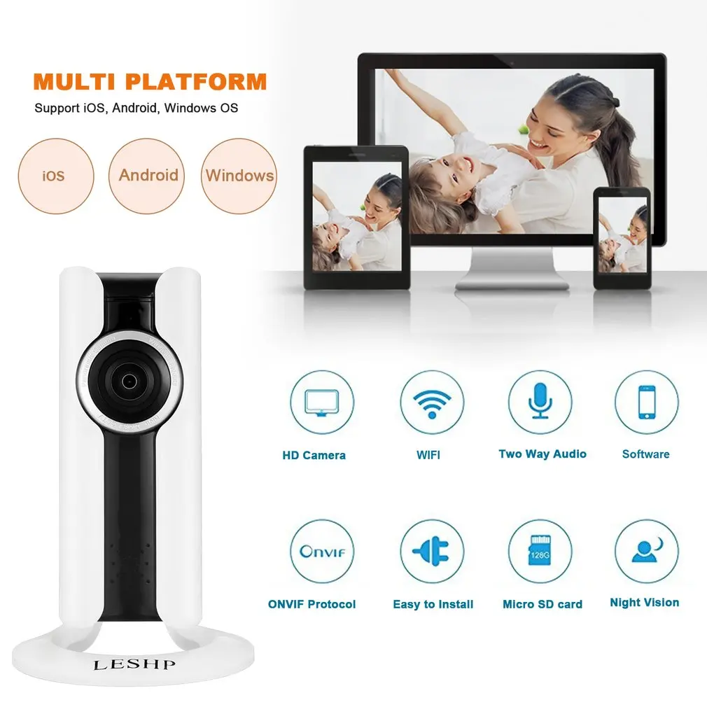 

LESHP 1.0MP VR CAM 3D Panoramic IP Camera Wireless Wifi Outdoor Waterproof Security Camera Night Vision Two Way Audio HD Image