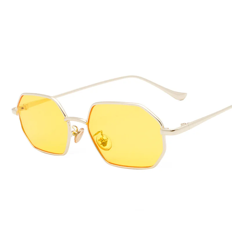 Модные Винтажные прямоугольные солнцезащитные очки для женщин, металлическая оправа,, солнцезащитные очки для мужчин, унисекс, вечерние, розовые, прозрачные линзы, Новинка - Цвет линз: 5