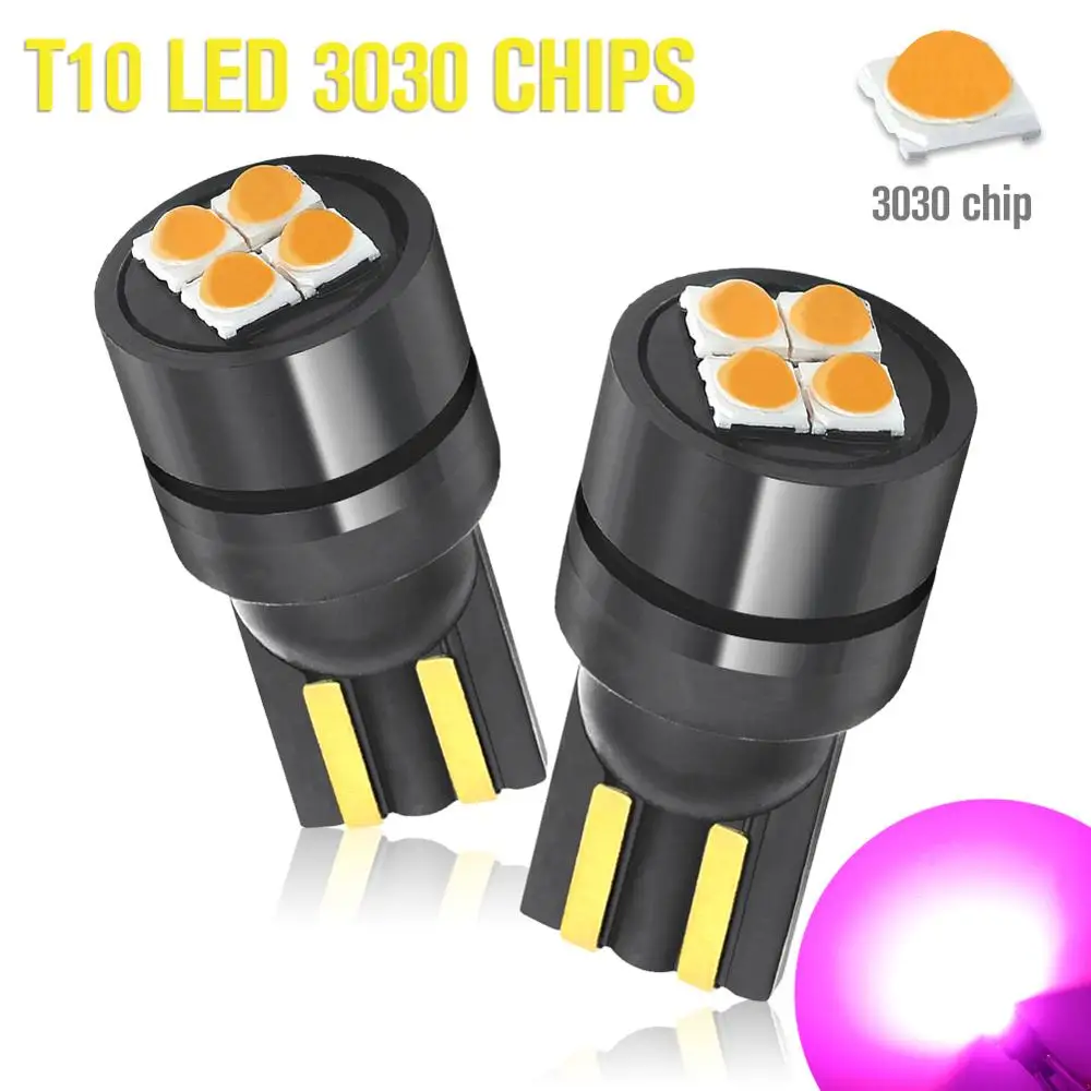 

168 192 W5W T10 LED Bulb 3030 SMD 12V Purple Car Wedge Interior Dome Map Trunk Light Auto Width Reading Door License Plate Lamp