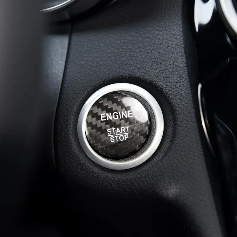 Углеродное волокно автомобильный двигатель старт стоп кнопка Крышка Keyless Go стикеры зажигания
