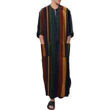 Aliexpress - Men’s Middle East Muslim Islamic Kaftan Arab Vintage Stripe Long Sleeve Men Robe Loose Dubai Kaftan Male Clothing Oversize S-4XL