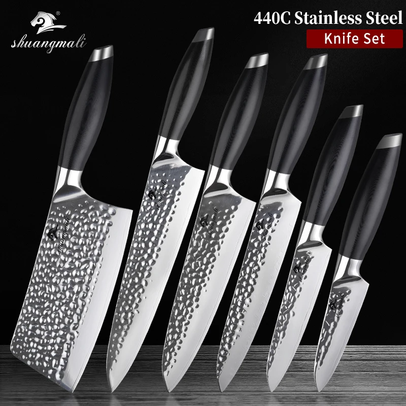 Utility Home Kitchen Knife Set 440C Forged Stainless Steel Chef Knives Slicing Paring Steak Chinese Cleaver | Дом и сад