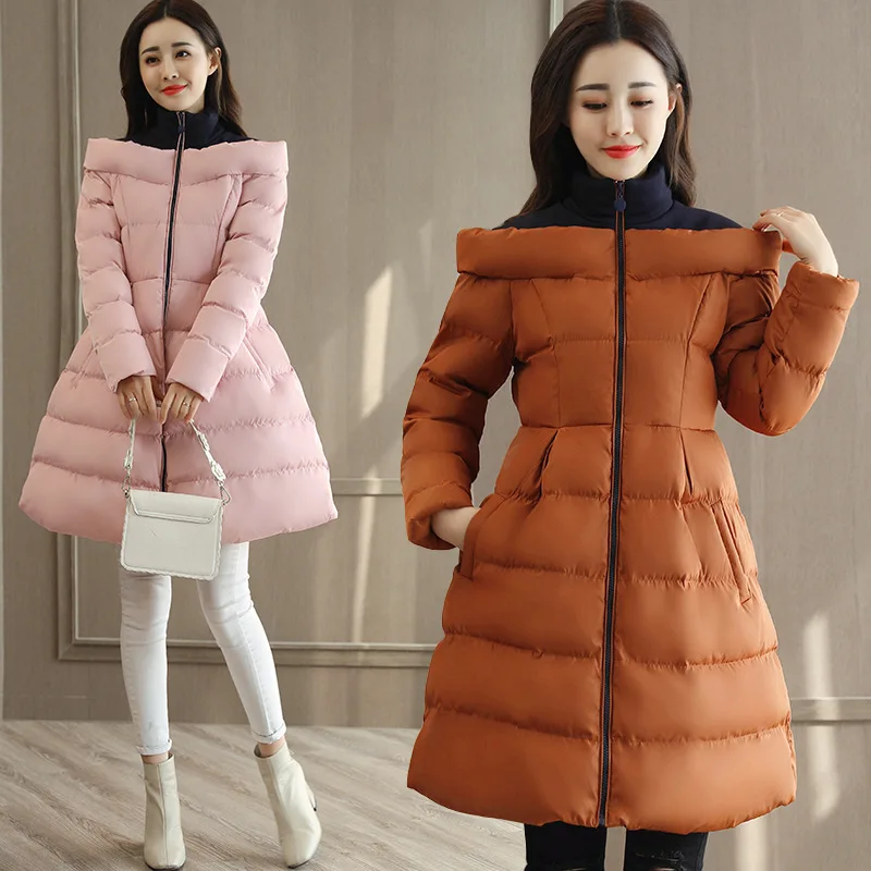 

Fashion Printed Cotton-padded Clothes Women's Mid-length 2017 Winter New Style Korean-style Waist Hugging Cotton-padded Jacket T
