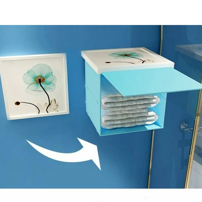 

Shower Clothes Storage Cabinet Foldable Shelf Mural Punch-free Organizer Bathroom Decor HUG-Deals