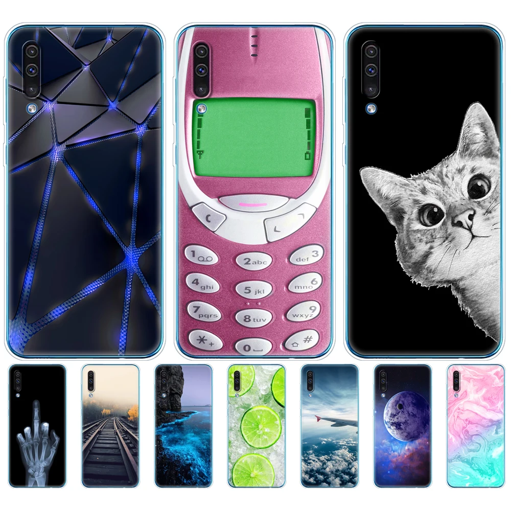 Чехол для Samsung Galaxy A50 силиконовая прозрачная задняя крышка чехол телефона A505 A505F