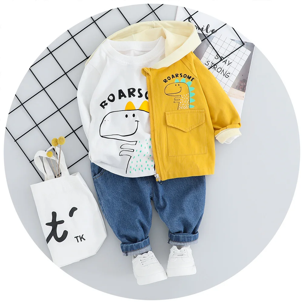 

New Style Popular Trench Coat Three-piece Set Small CHILDREN'S Baby Three-piece Set 2019 Autumn New Style Set