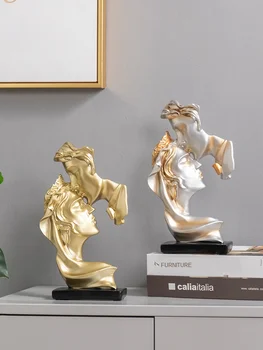 

nordic home living room decoration accessories Decorative Lovers statues home decor Kiss sculpture Valentine's Day wedding gift