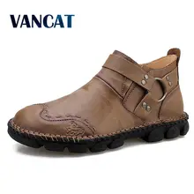 Новые брендовые осенне-зимние мужские ботинки из яловичного спилка удобные мотоциклетные ботинки мужские резиновые ботильоны Мужская обувь Размер 38-48